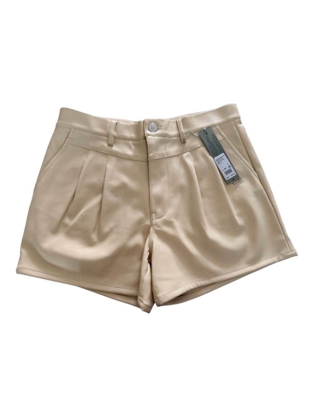 HUDSON Women’s Cream Pleated High-Waist Shorts